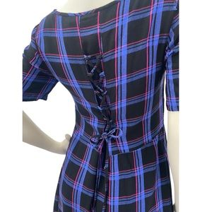 Tie Back Check Smock Dress